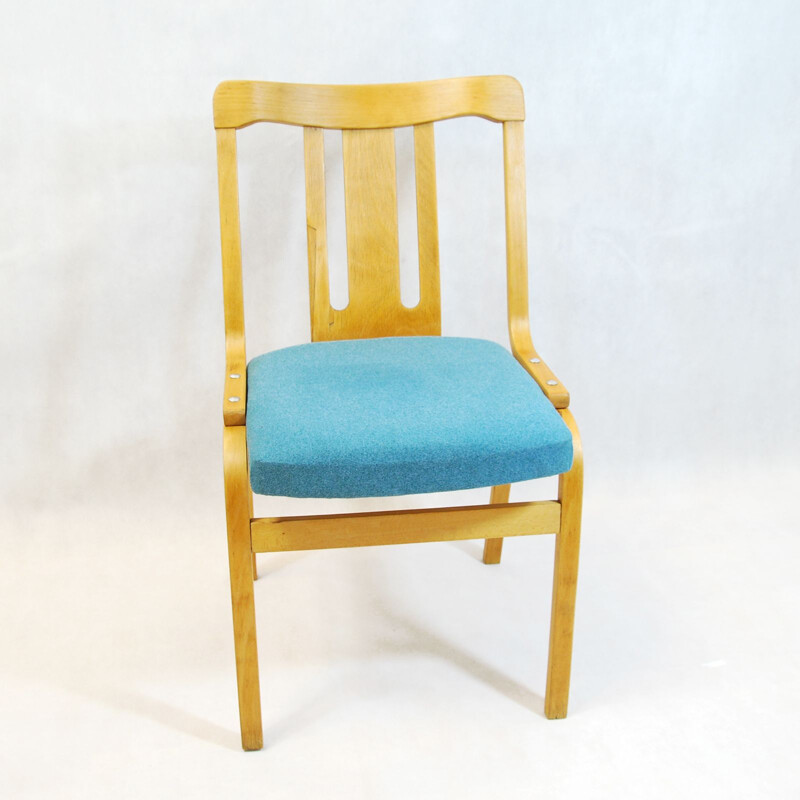 Upholstered beech chair by Ton (Thonet) type 240, Czechoslovakia, 1950s