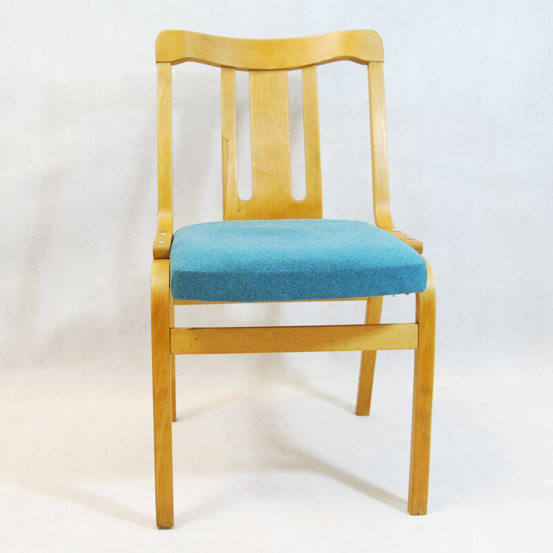 Upholstered beech chair by Ton (Thonet) type 240, Czechoslovakia, 1950s