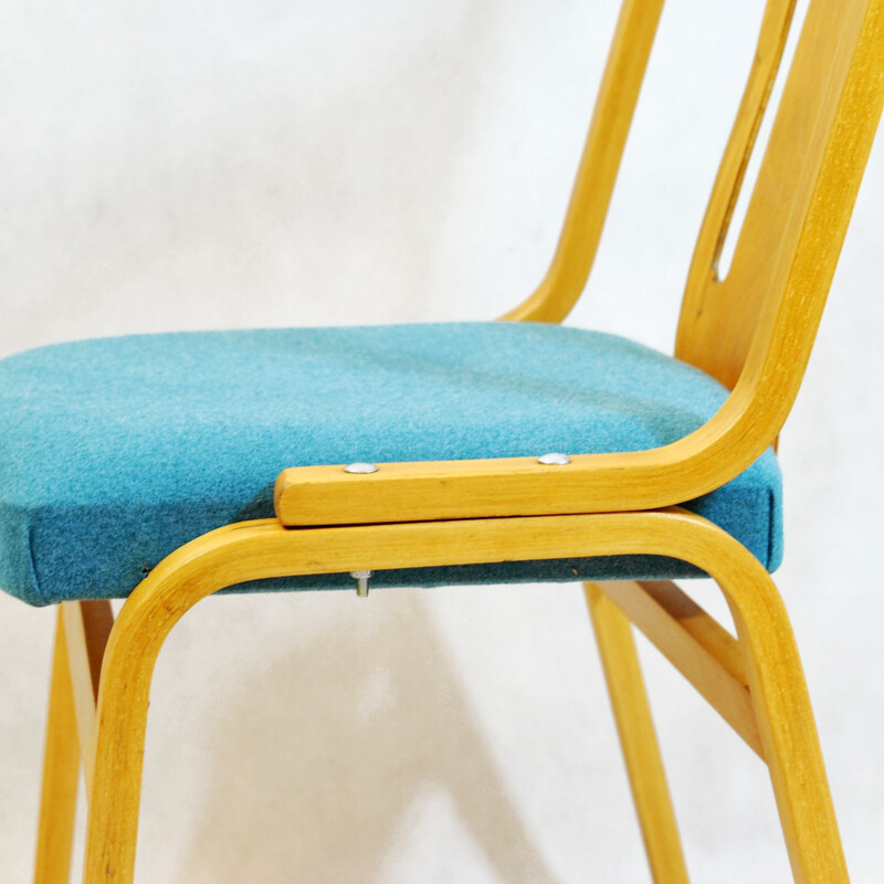 Upholstered beech chair by Ton (Thonet) type 240, Czechoslovakia, 1950s