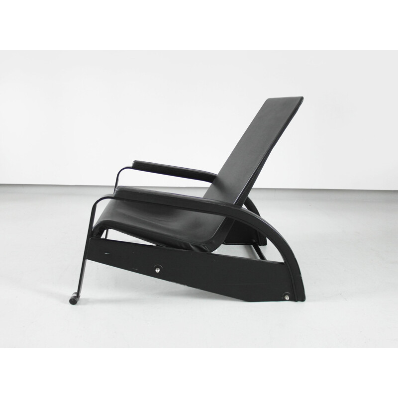 Vintage Grand Repos armchair for Tecta in black leather and metal