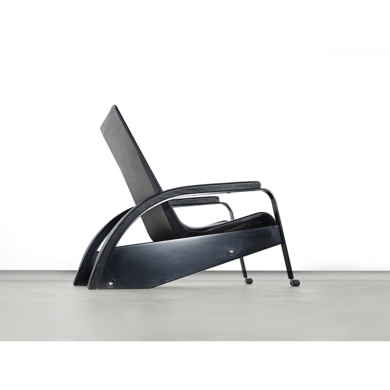 Vintage Grand Repos armchair for Tecta in black leather and metal