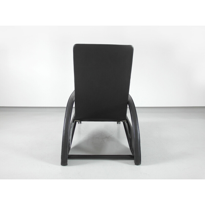 Fauteuil vintage Repos Grand pour Tecta en cuir noir et métal