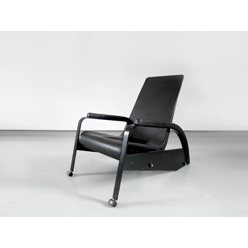 Vintage Grand Repos armchair for Tecta in black leather and metal