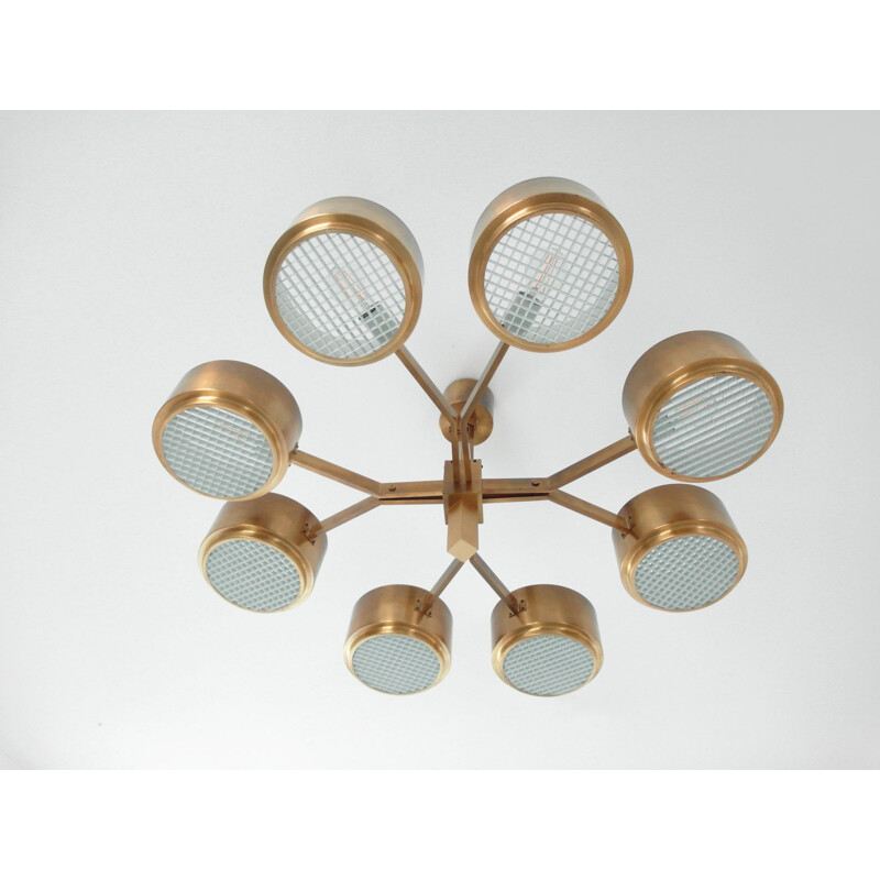 Vintage scandinavian Model 4938 chandelier in brass and plastic