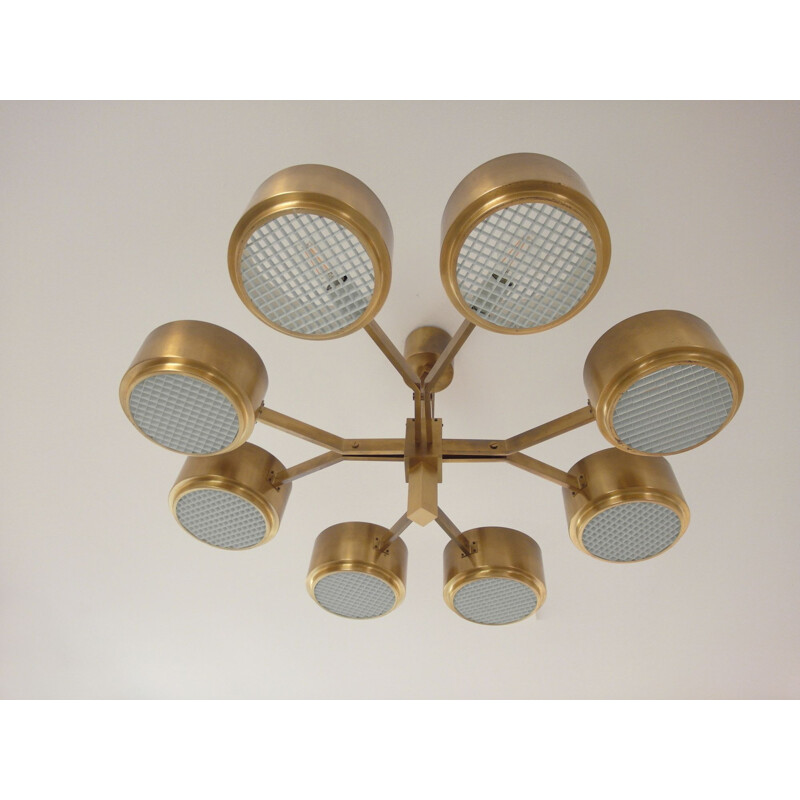 Vintage scandinavian Model 4938 chandelier in brass and plastic