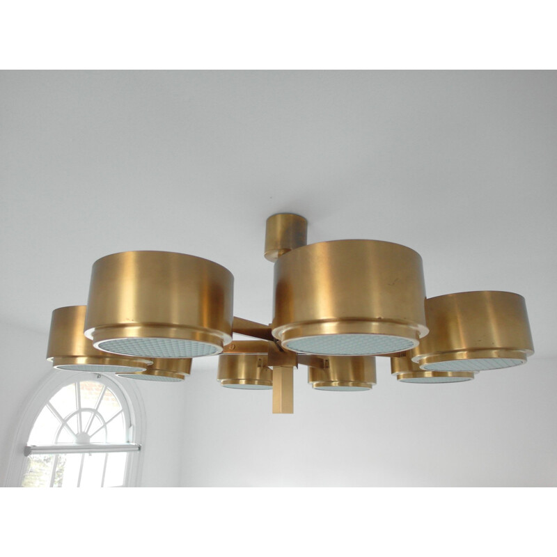 Vintage scandinavian Model 4938 chandelier in brass and plastic