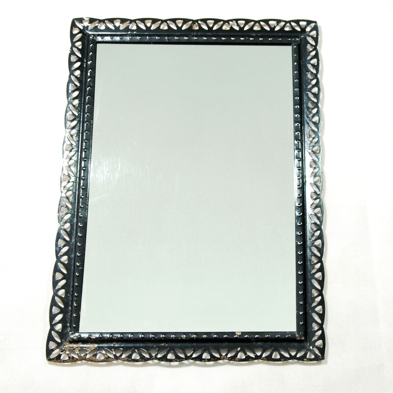 Vintage polish mirror for Spółdzielnia Rzemieślnicza Częstochowa in black metal