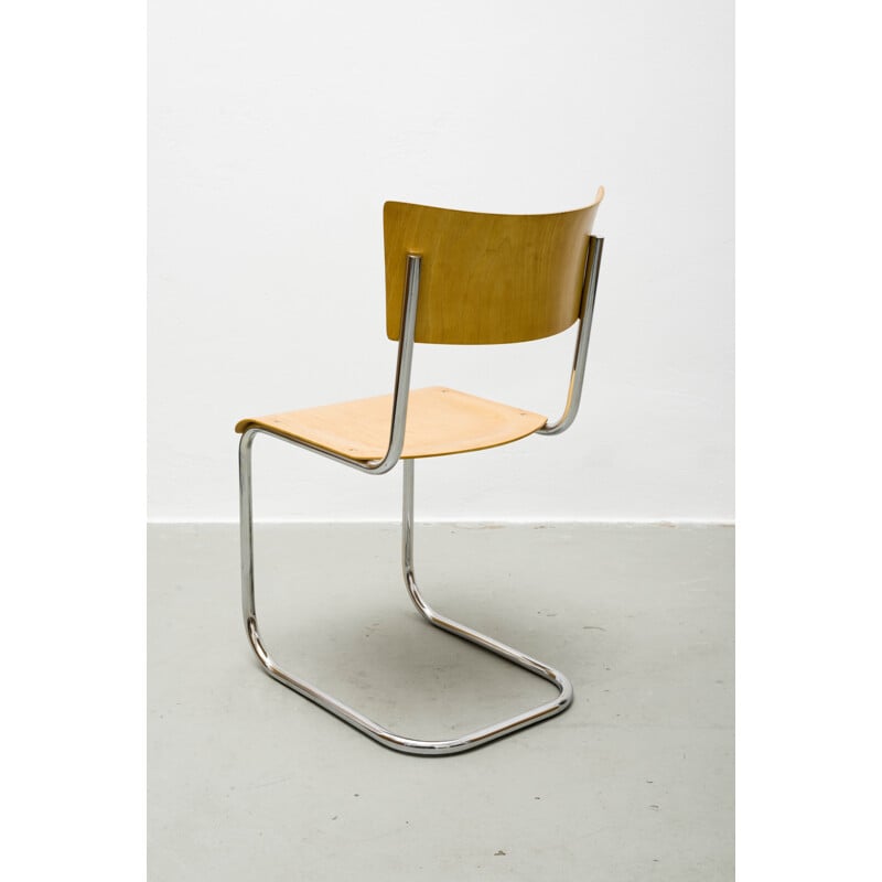 Set of 4 chairs in wood and steel, Mart STAM - 1950s