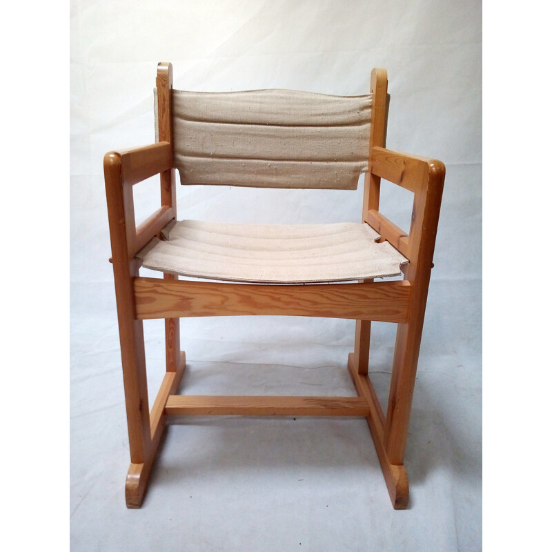 Fauteuil vintage par Karin Mobring en bois et tissu beige 1970