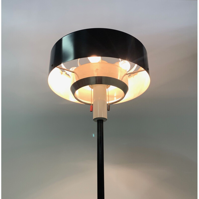 Vintage zwarte staande lamp St 8619 van N.J. Hiemstra voor Hiemstra Evolux, 1960