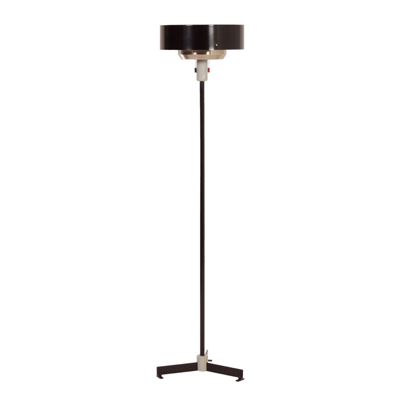 Lámpara de pie negra vintage St 8619 de N.J. Hiemstra para Hiemstra Evolux, 1960