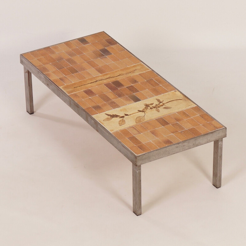 Vintage rectangular coffee table by Roger Capron, France 1960