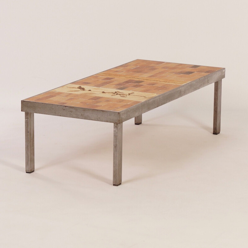 Vintage rectangular coffee table by Roger Capron, France 1960