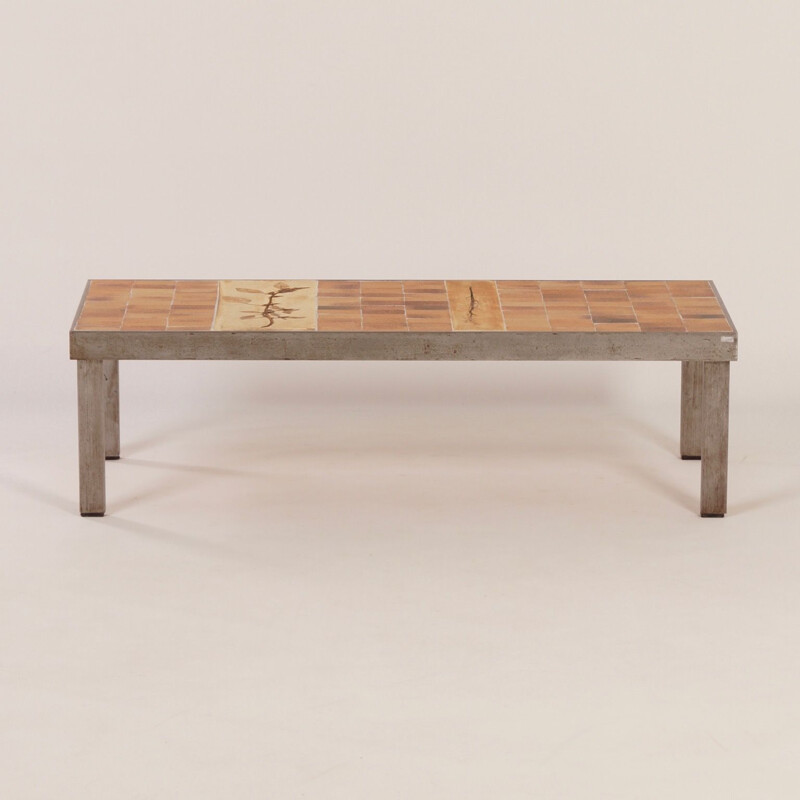 Vintage rectangular coffee table by Roger Capron, France 1960