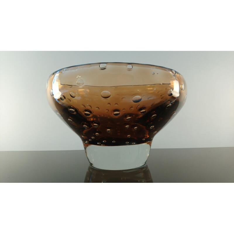 Coupelle vintage pour la verrerie d'Harrachov en verre 1950