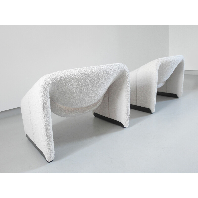 Pair of Groovy Chairs in Ivory Wool by Pierre Paulin for Artifort, 1973