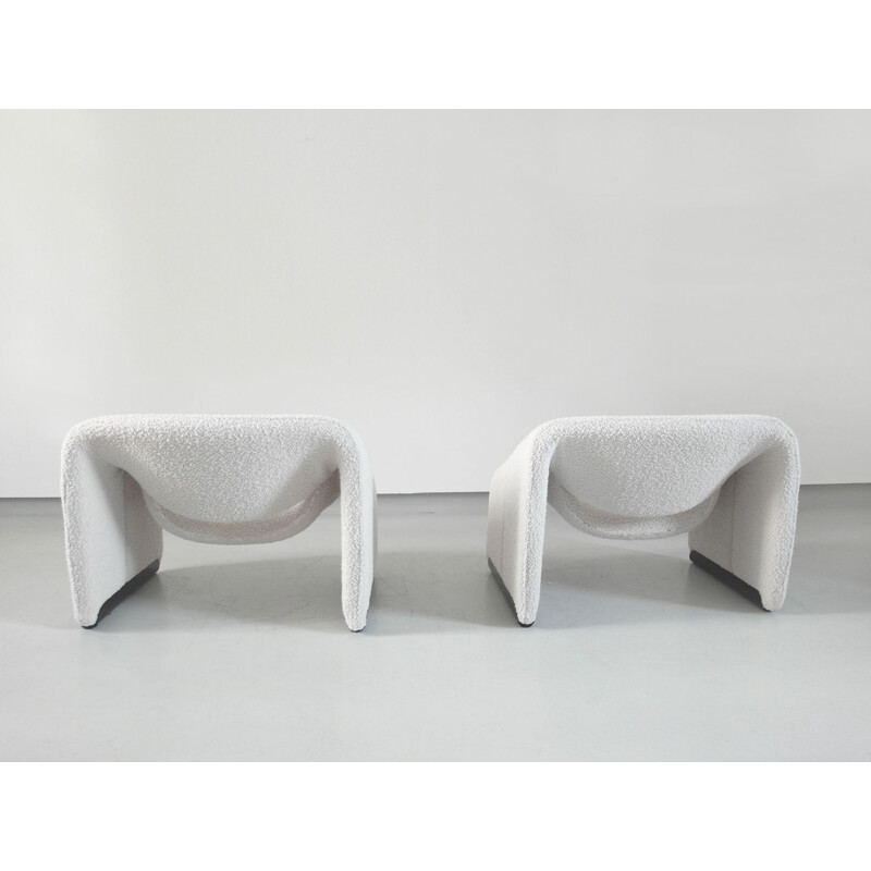 Pair of Groovy Chairs in Ivory Wool by Pierre Paulin for Artifort, 1973