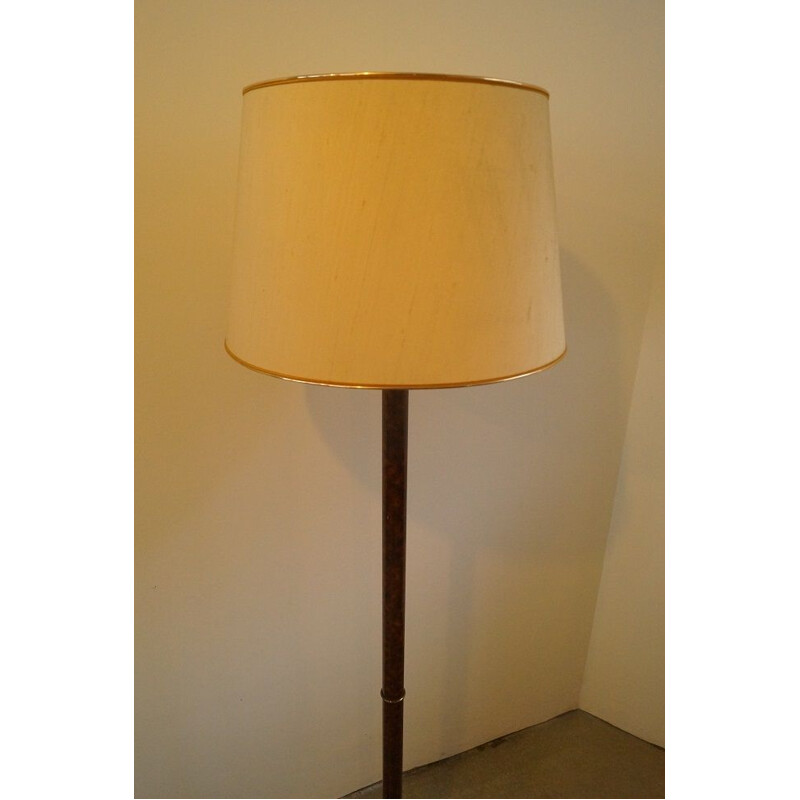 Lampadaire vintage français en marbre et laiton 1970