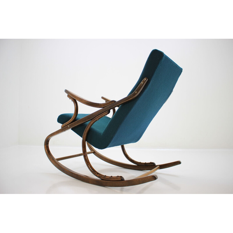 Vintage blue rocking chair for TON in wood 1958
