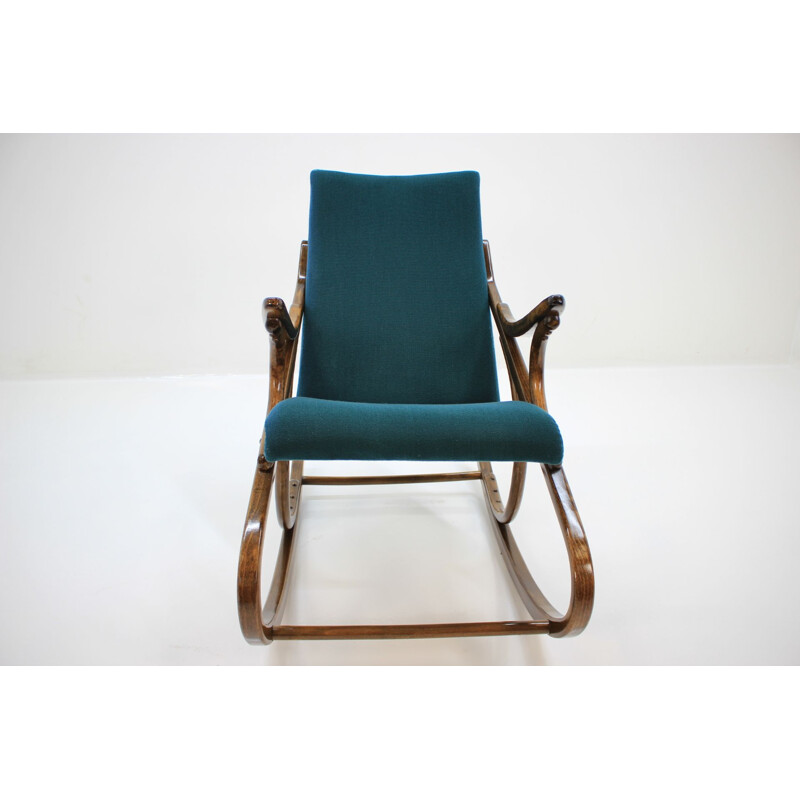 Vintage blue rocking chair for TON in wood 1958