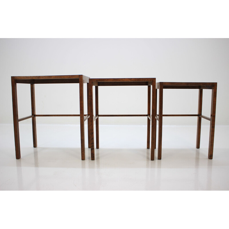 Set of vintage H-50 nesting tables for UP Závody in wood and formica 1930