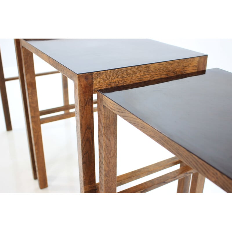 Set of vintage H-50 nesting tables for UP Závody in wood and formica 1930