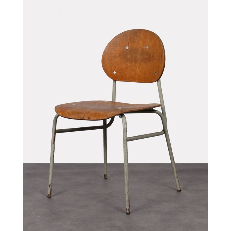 Vintage chair in plywood and metal 1960