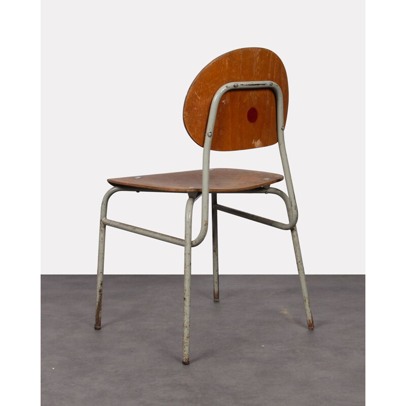 Chaise vintage en contreplaqué et métal 1960