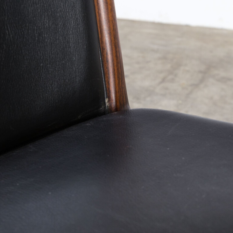 Ensemble de 2 fauteuils vintage pour Vejen en cuir noir et palissandre