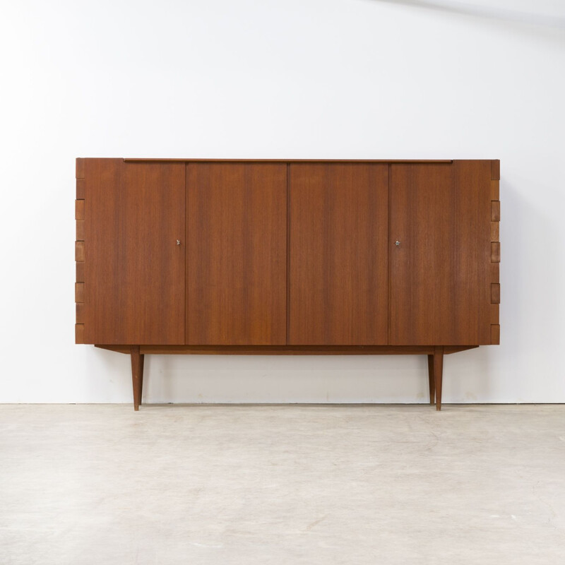 Vintage teak high sideboard from Germany 1960