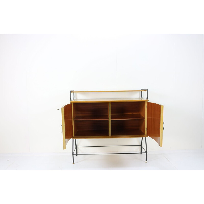 Vintage italian lacquered cabinet in wood and metal 1950