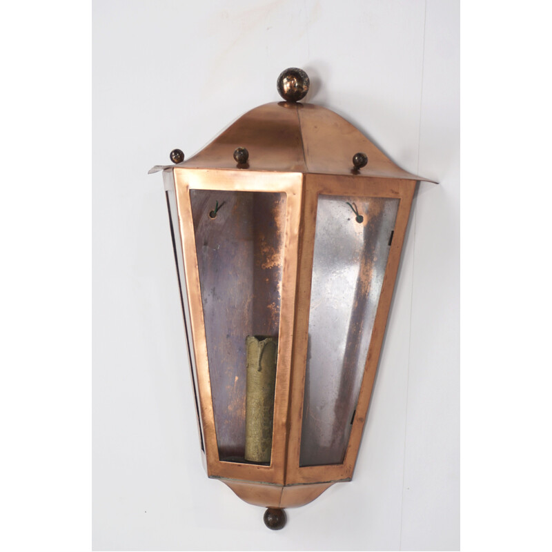 Pair of vintage french brass and glass sconces