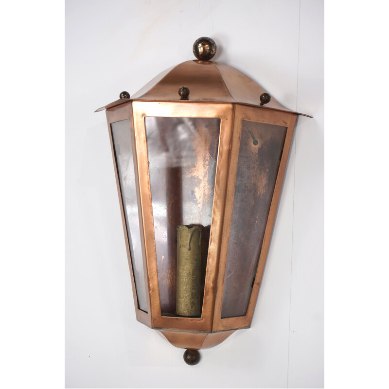 Pair of vintage french brass and glass sconces