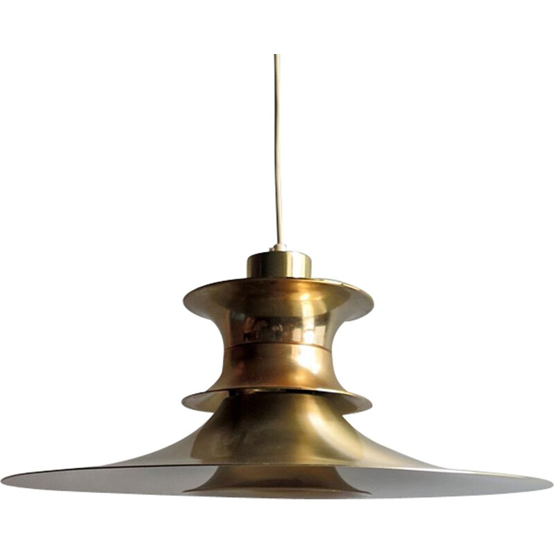 Vintage scandinavian golden layered pendant lamp 1960