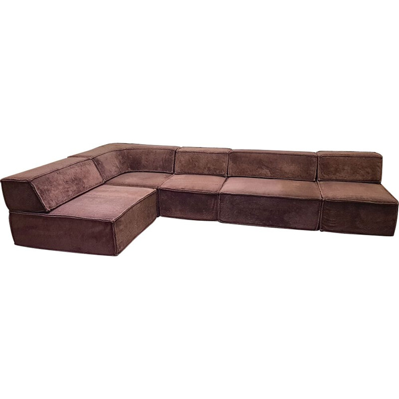 Canapé vintage allemand Cor Trio par Team Form AG en tissu marron 1970