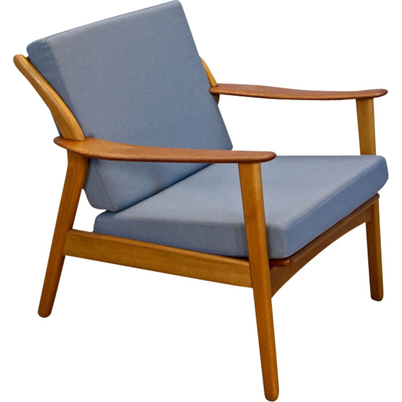 Vintage danish lounge chair in beech and teak 1960