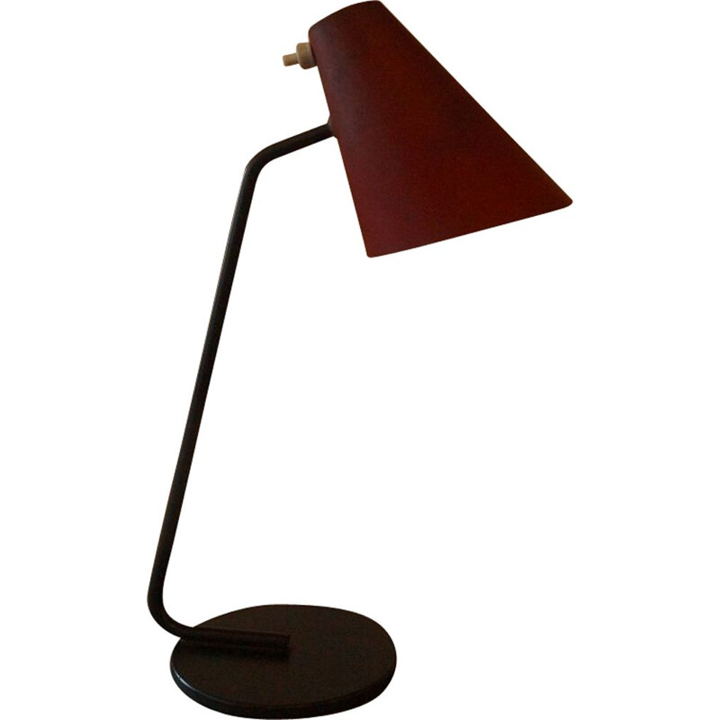 Lampe vintage Cocotte de Biny en métal rouge 1950