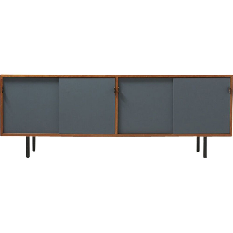 Vintage sideboard for Knoll International in wood and gray metal 