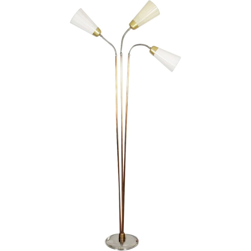 Vintage large floor lamp in copper and brass 1960