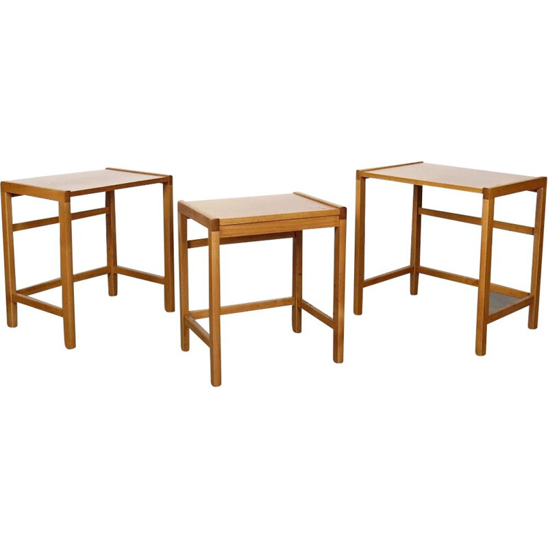 Vintage nesting tables in wood 1970