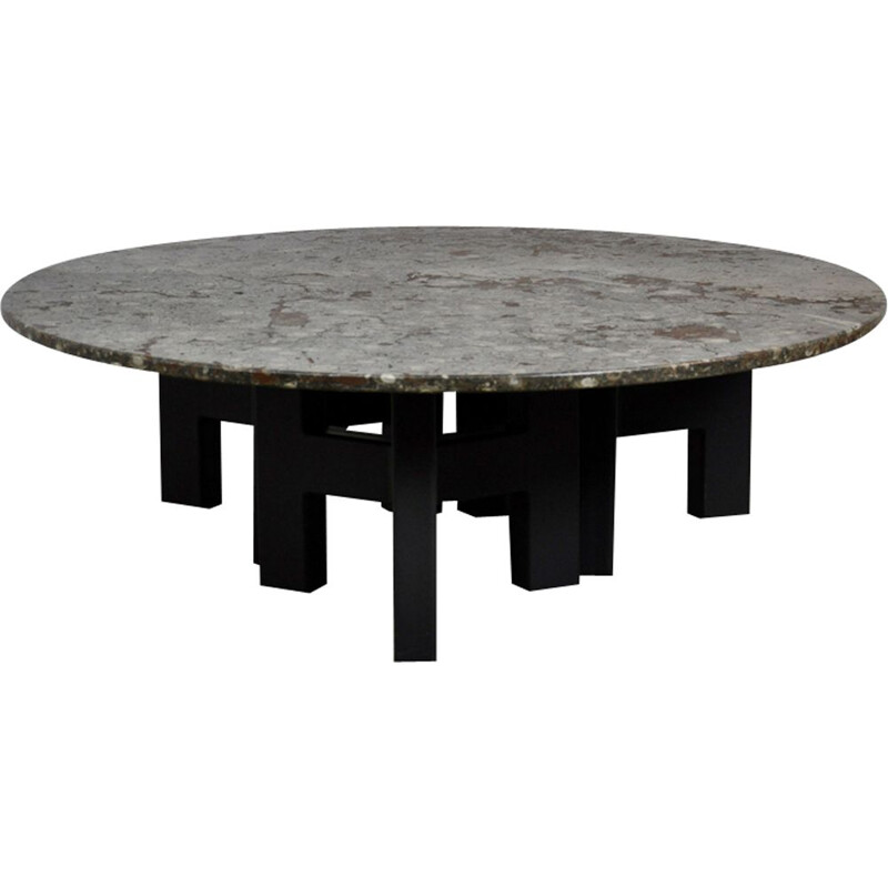 Vintage belgian table in stone and metal 1960