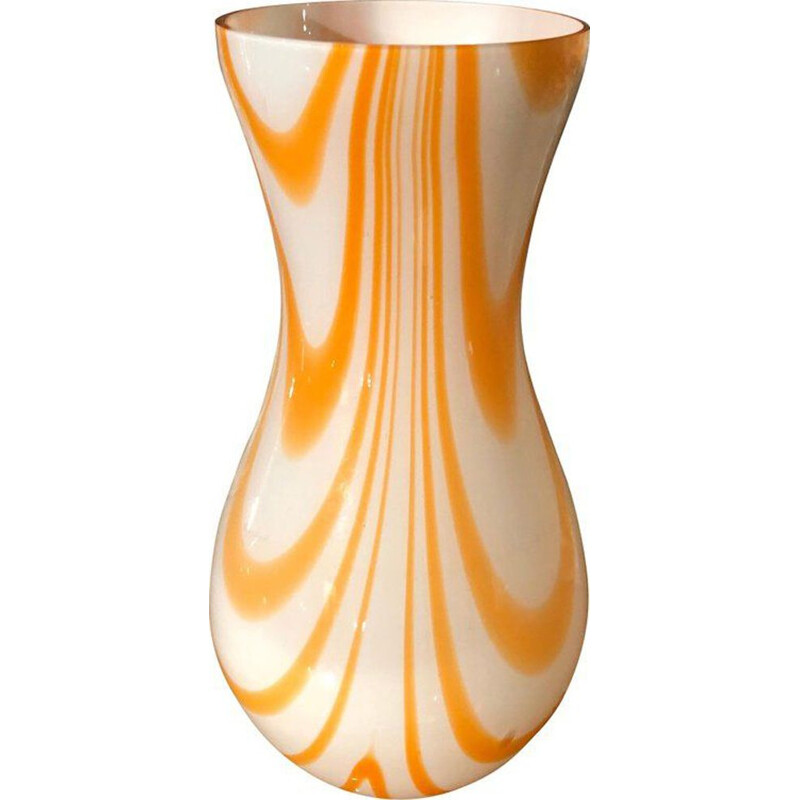 White and orange vase in Murano glass