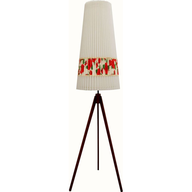 Tripod floor lamp in teak and plastic