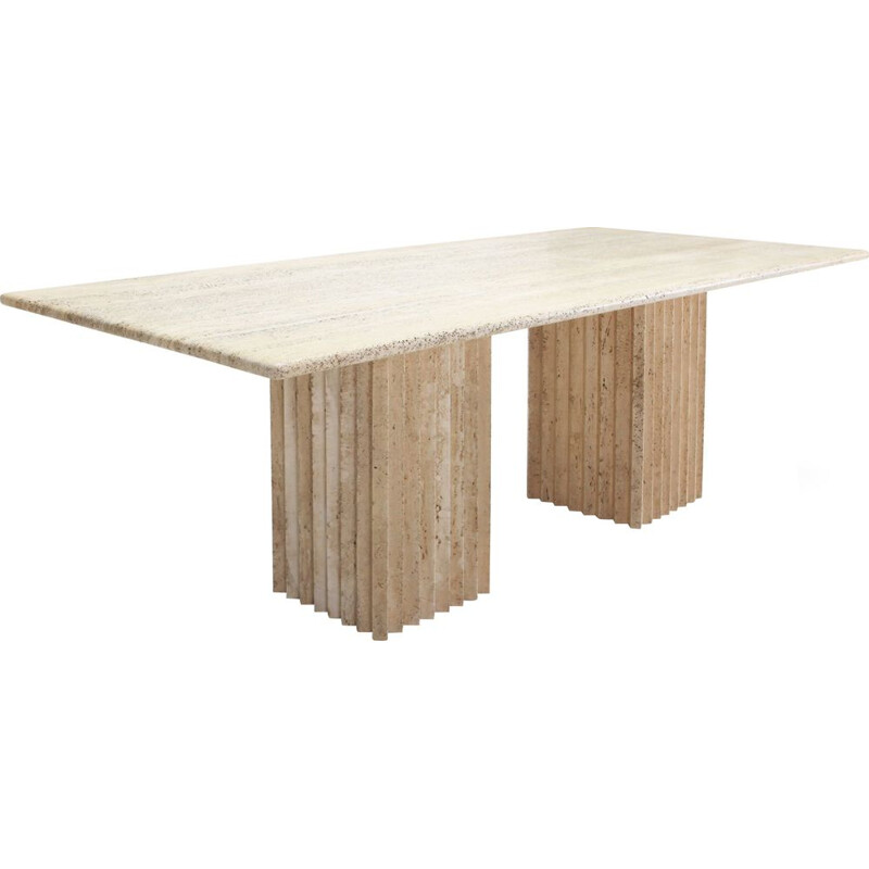 Beige dining table in travertine