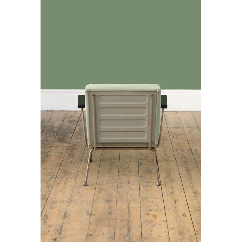 Vintage dutch Model 415 armchair for Gispen in metal and green bakelite