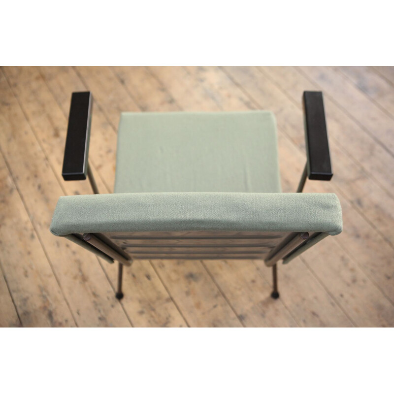 Vintage dutch Model 415 armchair for Gispen in metal and green bakelite