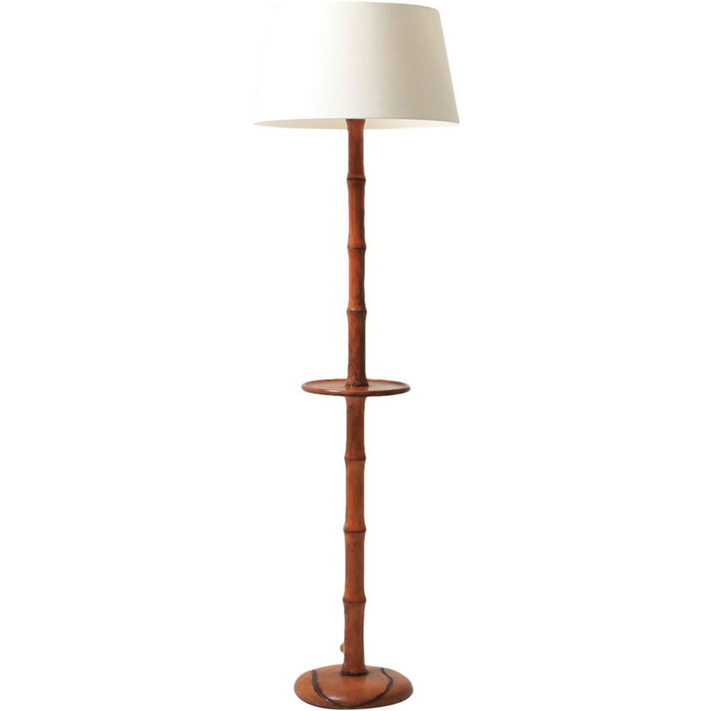 Vintage american floorlamp in bamboo and linen 1950