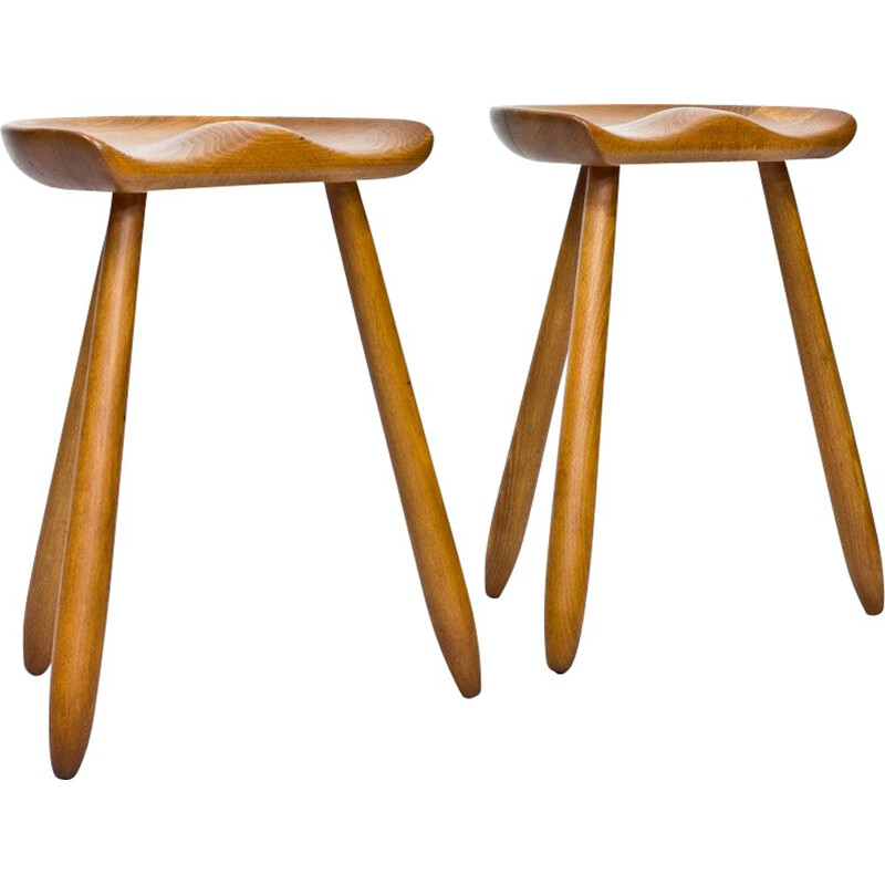 Pair of Danish stools in beechwood