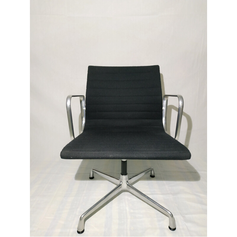 Vintage EA108 armchair for Vitra in black fabric and aluminum