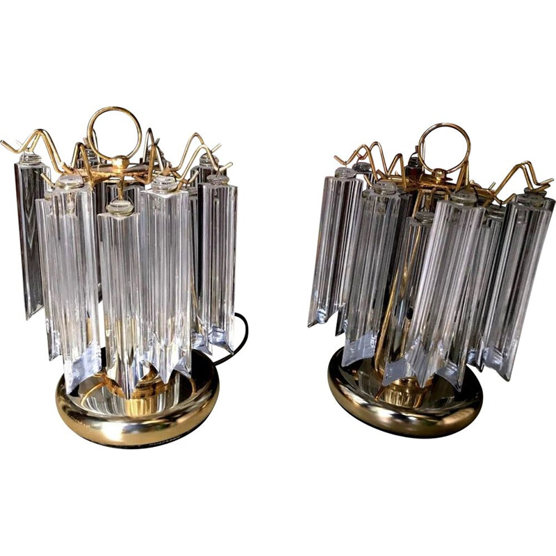Paire de lampes Barovier en verre de Murano